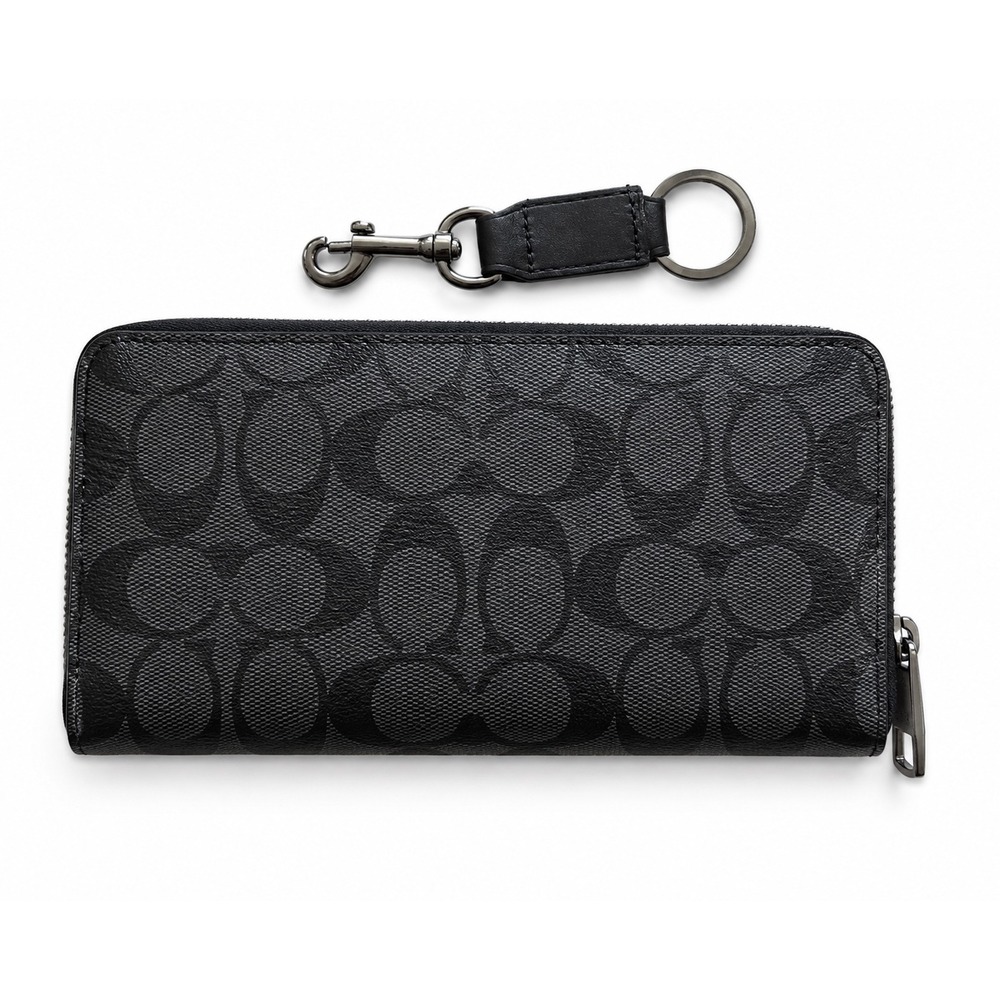 New! Coach Accordion Signature Wallet and Keychain Set